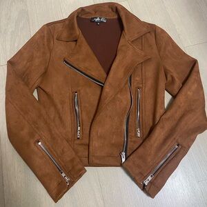 Chocolate Brown moto jacket with stretch fabric